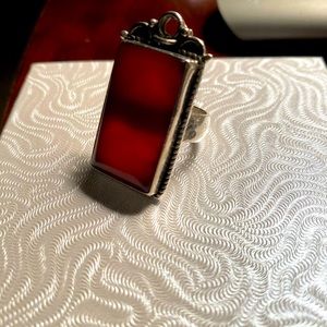 Sterling Silver marked 925 Carnelian ring size 7